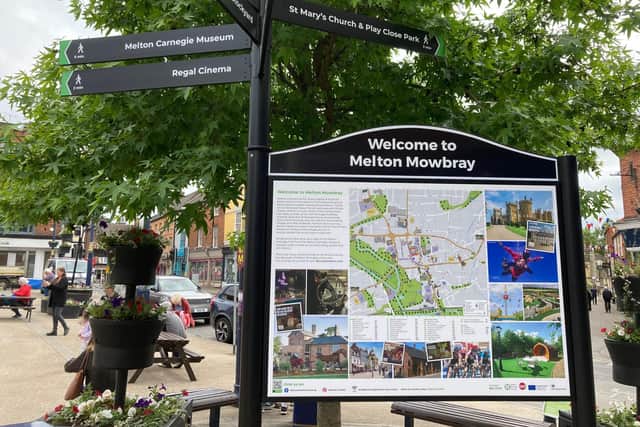 A sign in Market Place, Melton Mowbray