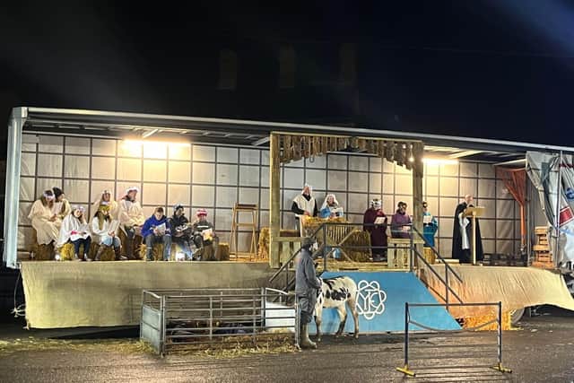 A scene from a previous drive-in living Nativity at Melton Mowbray's livestock market