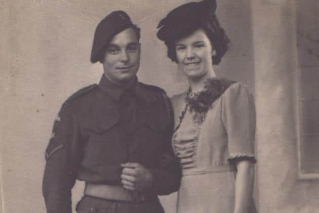 Bill Larder, who has turned 100, pictured on his wedding day with wife Sheila in 1944