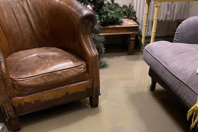 The lounge of the Crown and Plough at Long Clawson flooded this week