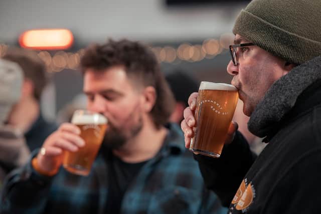 Drinkers enjoying Round Corner Brewing's beers