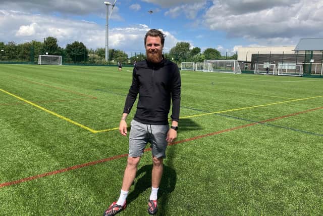 Local football star Paul Anderson pictured at John Ferneley College's new 3G pitch