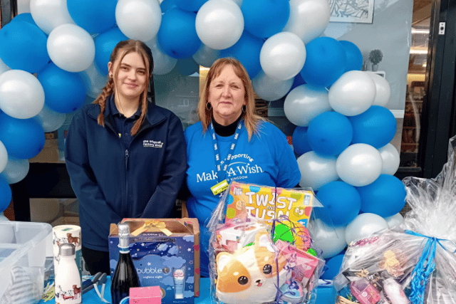 Staff at The Original Factory Shop pictured during a fundraising event for Make-A-Wish UK