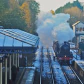 The  former LMS Jubilee class no 45596 Bahamas pictured at Melton Mowbray railway station PHOTO Paul Davies
