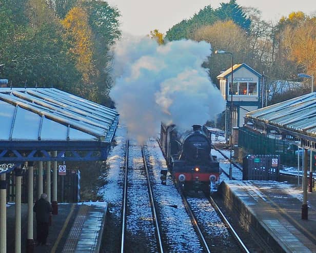 The  former LMS Jubilee class no 45596 Bahamas pictured at Melton Mowbray railway station PHOTO Paul Davies