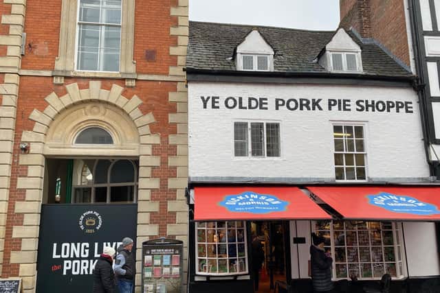 Melton Mowbray's Ye Olde Pork Pie Shoppe with the vacant unit in The Bell Centre (left), where the new sit-down eating area will be provided