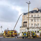 Firefighters continued to tackle the blaze at the Royal Albion Hotel in Brighton on Sunday morning, July 16