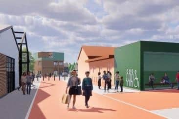 A computer image showing how the new Stockyard developments will look from the Scalford Road side