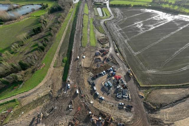 A drone shot of the construction of roundabout three for the NEMMDR Melton bypass on Melton Spinney Road, which will close for nearly three months later in January