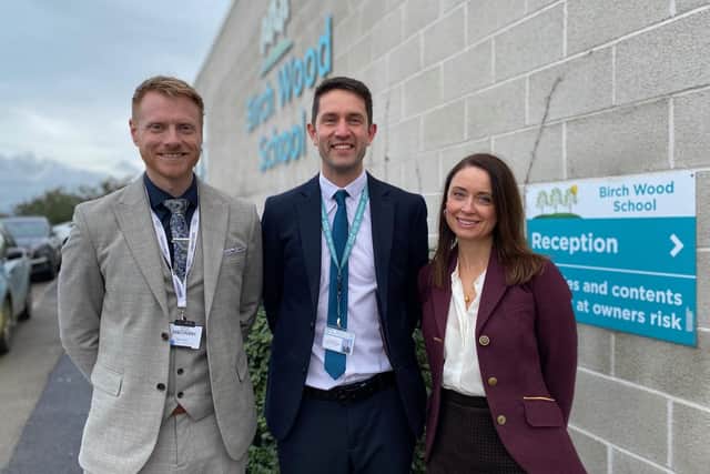 Birch Wood Special School executive head, Phil Leaney (centre) with Ben Solly and Ros Hopkins from Discovery Trust