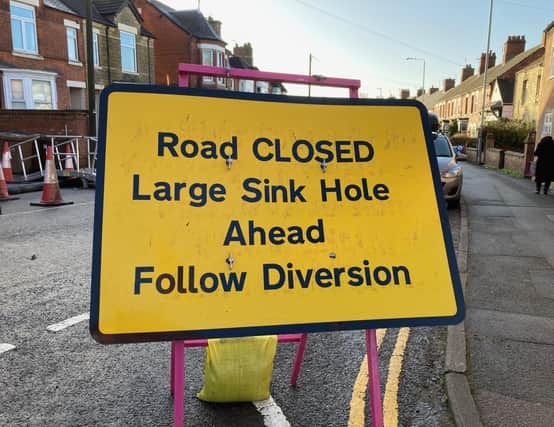 A sign advising of the closure of Thorpe Road