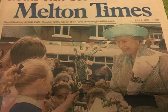 The day The Queen visited Melton in 1996 - the front page of the Melton Times showing Ben and Emily Manship (centre of photo) meeting Her Majesty on her walkabout