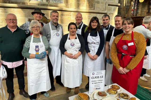 Judges for the class 13 for Chicken and Vegetable Pies at the British Pie Awards 2024 in Melton