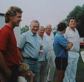 A five-year-old Stuart Broad pictured at Egerton Park Cricket Club with dad, Chris, back in 1991