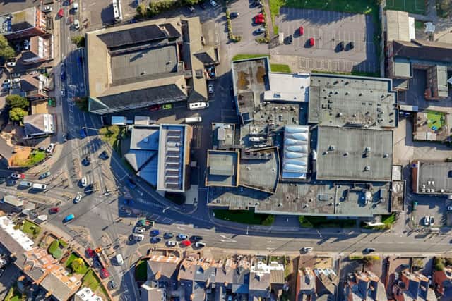 A drone image of the Melton Mowbray college campus and theatre site off Asfordby Road IMAGE Dan at Steely Drone