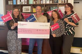 Members of the team at Melton and District Money Advice Centre (MADMAC) celebrate with a cheque for the funding given to them by the National Lottery Community Fund, from left: Deborah Williams - Money Mentor, Richard Coombs - Volunteer Debt Adviser, Michelle Ainge - Debt Adviser, Amanda Heath - Founder