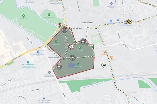 Footpaths around the Pop Festival site on Play Close Park will be closed (as shown) from 8am on Saturday until 2am on Sunday.
