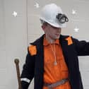 Ralph Oakley portrays a coal miner from the 1980s at St Mary's Primary School to remember the Asfordby colliery