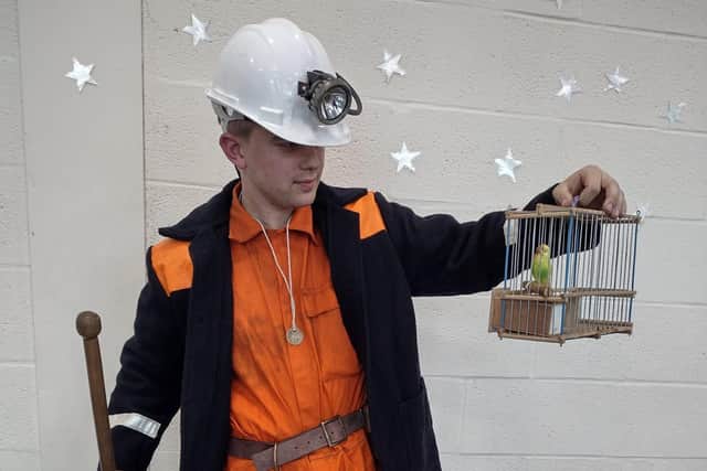 Ralph Oakley portrays a coal miner from the 1980s at St Mary's Primary School to remember the Asfordby colliery
