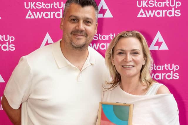 Gareth Bright & Jo Artherton-Bright of Woodcote Events with their award