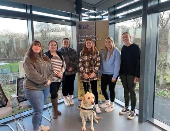 SMB College Group students pictured on their visit to the national guide dog HQ