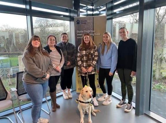 SMB College Group students pictured on their visit to the national guide dog HQ