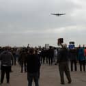 The poignant Lancaster flypast at the memorial service for the wartime bomber crew at Langar Airfield
PHOTO MELANIE DAVIES
