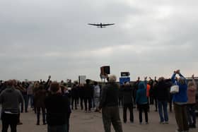 The poignant Lancaster flypast at the memorial service for the wartime bomber crew at Langar Airfield
PHOTO MELANIE DAVIES
