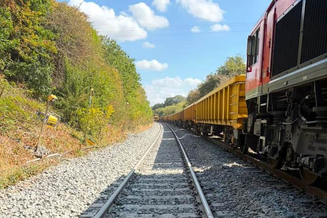 A stretch of the railway at Kirby Bellars where important drainage work has been carried out