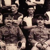 Harry White (top left) pictured with the Army football team just before the Great War