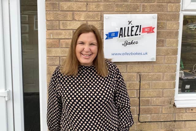 Claire Fretwell outside the new Allez! Bakes commercial bakery, at Scalford