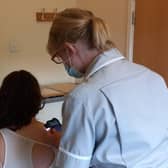 Patient Lucy Drewery undergoes the revolutionary new AI skin cancer diagnosis test which is now available to Melton patients