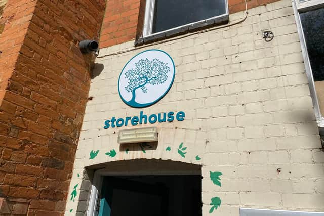 The front door of Melton's Storehouse foodbank in Melton Mowbray