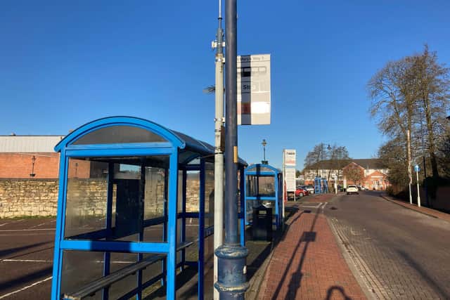 The bus terminal in St Mary's Way, Melton Mowbray