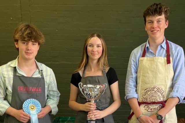 Cropwell Bishop Creamery staff show off their Best Stilton trophy from this year's Artisan Cheese Awards