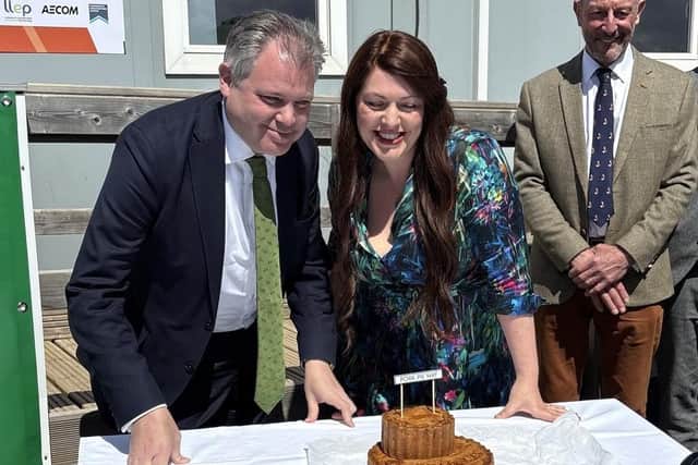 Melton MP Edward Argar with his predecessor Alicia Kearns at the bypass launch event