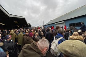Hundreds welcome the Quorn Hunt to the New Year hunt meet at Melton Mowbray Livestock Market