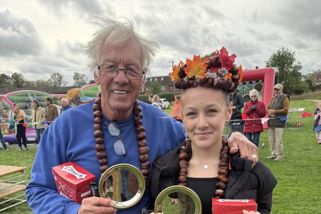 Junior champion Amelia sharp with her grandfather, Ian Scarborough, who was runner-up in the adults event
