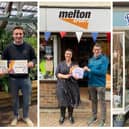 From left, MP Alicia Kearns presents certificates to last year's winners Gates Garden Centre, Melton Sports and Foxy Lots