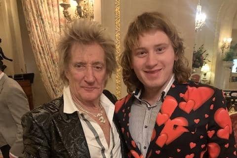 Cormac Boylan pictured with rock superstar, Rod Stewart, at The Ritz, in London
