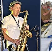 Talented saxophonist Drew Stanstall (left) who will be busking at the latest Melton record fair (right)