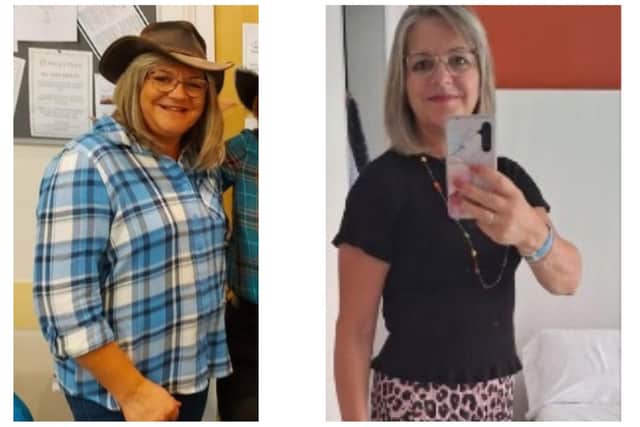 Louise Potts pictured before (left) and after her Slimming World weight loss programme