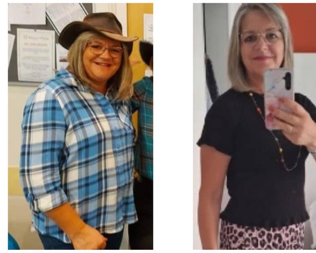 Louise Potts pictured before (left) and after her Slimming World weight loss programme