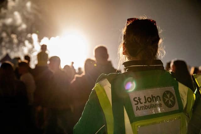 A St John Ambulance volunteer at a fireworks display