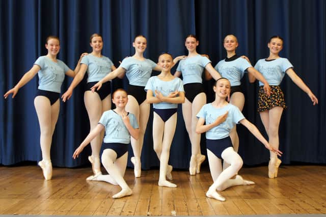 The Vale of Belvoir girls taking part in the English Youth Ballet's performance of Sleeping Beauty: from left, back row - Lilly Cohring, Charlotte, Jemma Corner, Lucy Corner, Rose Hardiman, Madeleine Irving; front row - Jessica Swain, Millie Calder, Penelope Leonard
PHOTO BEN GARNER
SONY DSC