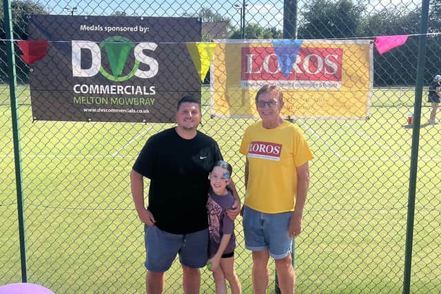 Organiser Patrick Wainwright thanking Doug Clements of DVS Commercials for supplying medals at this year's Hamilton fun day