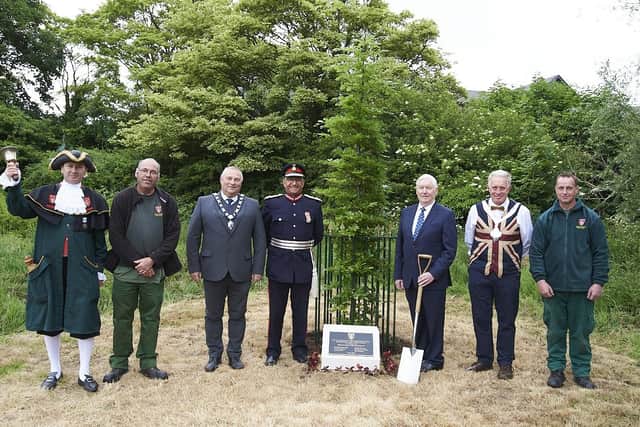 Lord Lieutenant of Leicestershire, Mike Kapur, pictured after helping plant at Platinum Jubilee tree in Egerton Park with Melton Town Estate representatives and Mayor, Councillor Alan Hewson