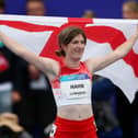 Sophie Hahn of Team England celebrates victory in the Women's 100 Metres T38 Final in Glasgow (Photo by Dean Mouhtaropoulos/Getty Images)