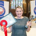Christine Orton, landlady at The Crown at Asfordby, pictured after winning the Beef and Cheese category at the British Pie Awards at Melton