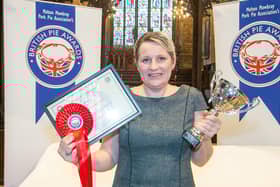 Christine Orton, landlady at The Crown at Asfordby, pictured after winning the Beef and Cheese category at the British Pie Awards at Melton